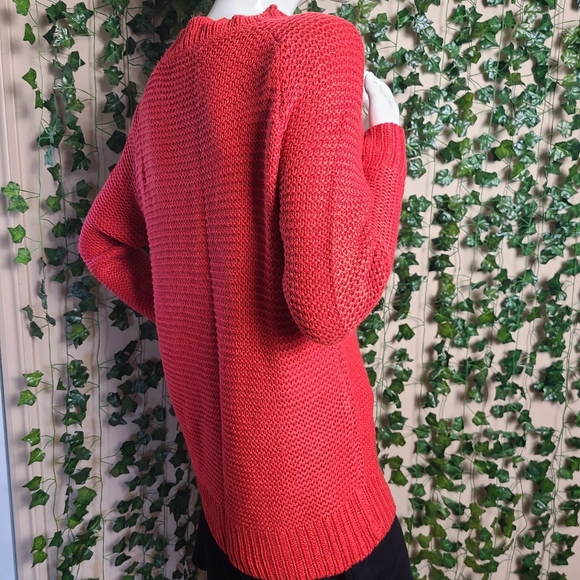 My Style Women's Casual Colorful Red Knit Raglan Sleeves Boat Neck Warm Sweater - Picture 5 of 12